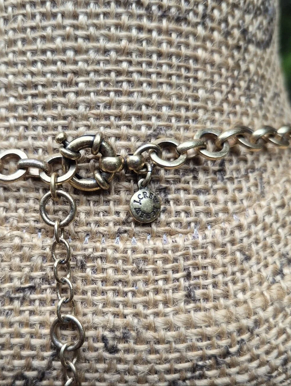 J Crew Rivoli Clear Crystal Statement Necklace Antiqued Gold Tone Brass Plated